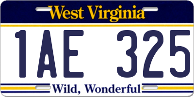 WV license plate 1AE325