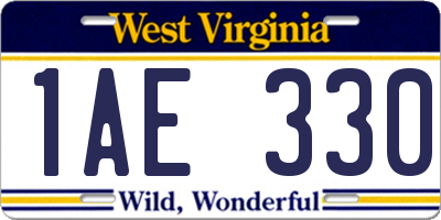 WV license plate 1AE330