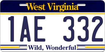 WV license plate 1AE332