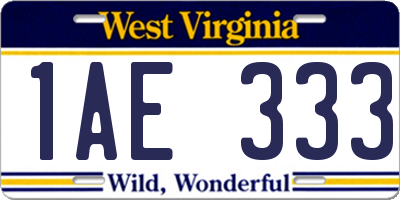 WV license plate 1AE333