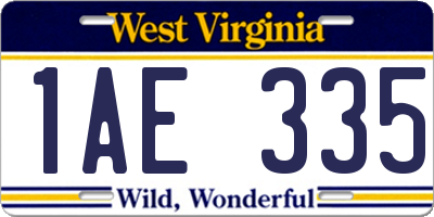 WV license plate 1AE335