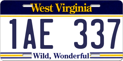 WV license plate 1AE337