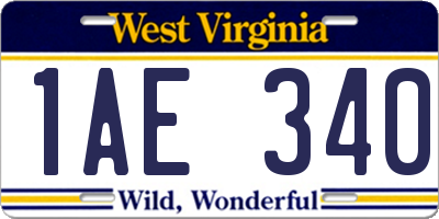 WV license plate 1AE340