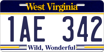 WV license plate 1AE342