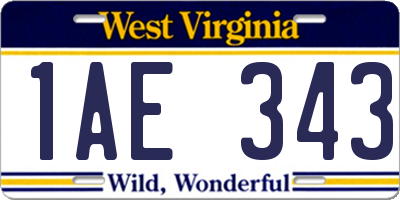 WV license plate 1AE343