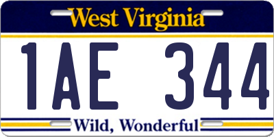 WV license plate 1AE344