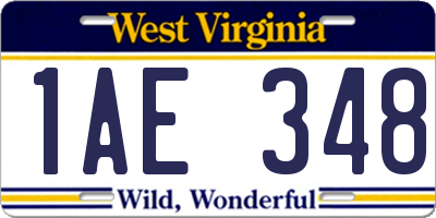 WV license plate 1AE348