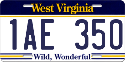 WV license plate 1AE350