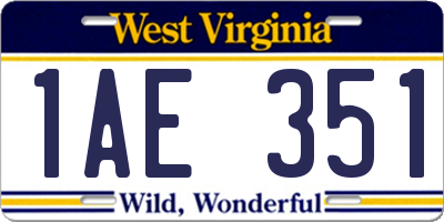 WV license plate 1AE351