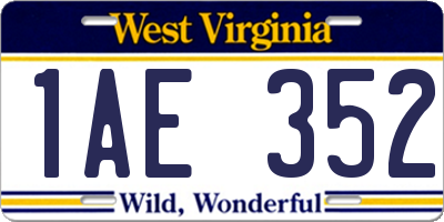 WV license plate 1AE352