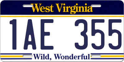 WV license plate 1AE355