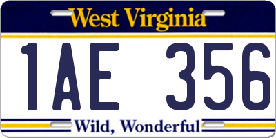 WV license plate 1AE356