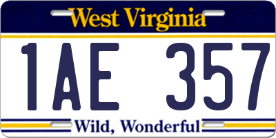WV license plate 1AE357
