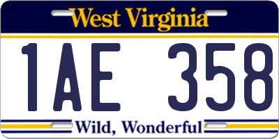 WV license plate 1AE358