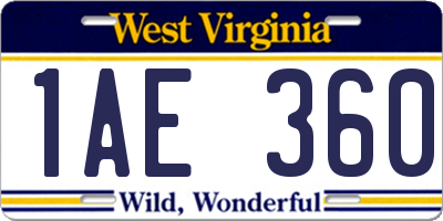 WV license plate 1AE360