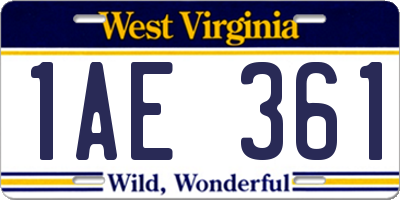 WV license plate 1AE361