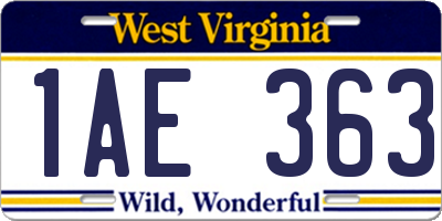 WV license plate 1AE363