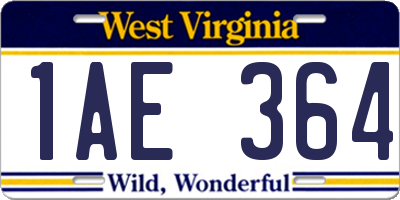 WV license plate 1AE364