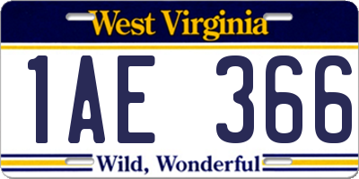 WV license plate 1AE366