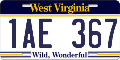 WV license plate 1AE367