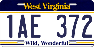 WV license plate 1AE372