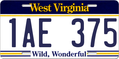 WV license plate 1AE375