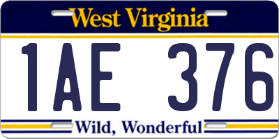 WV license plate 1AE376