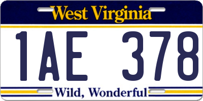 WV license plate 1AE378