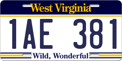 WV license plate 1AE381