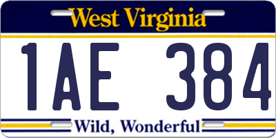 WV license plate 1AE384