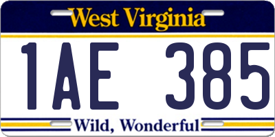 WV license plate 1AE385