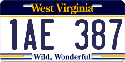 WV license plate 1AE387