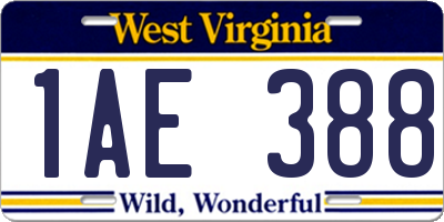 WV license plate 1AE388