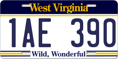 WV license plate 1AE390