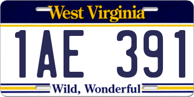 WV license plate 1AE391