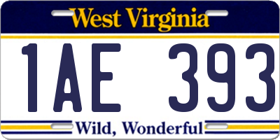 WV license plate 1AE393