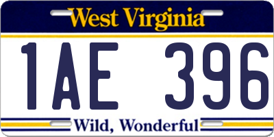 WV license plate 1AE396