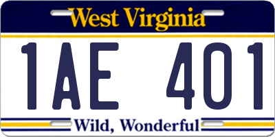 WV license plate 1AE401