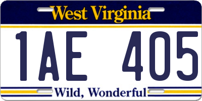 WV license plate 1AE405