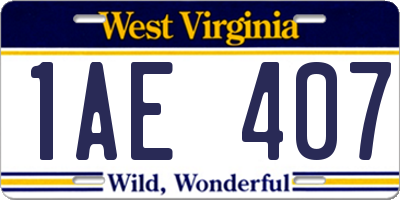 WV license plate 1AE407