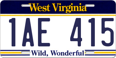 WV license plate 1AE415