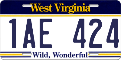 WV license plate 1AE424