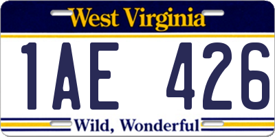 WV license plate 1AE426