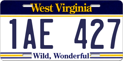 WV license plate 1AE427