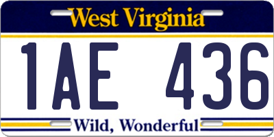 WV license plate 1AE436