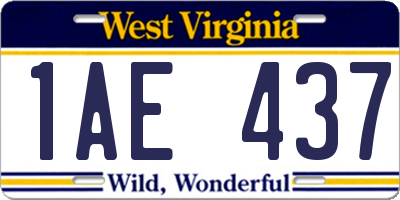 WV license plate 1AE437