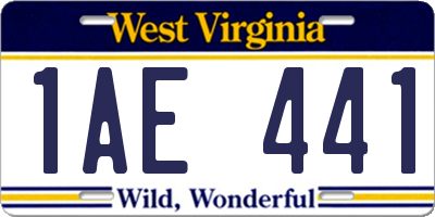 WV license plate 1AE441