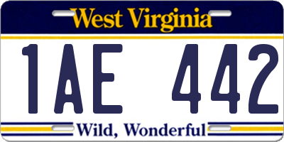 WV license plate 1AE442