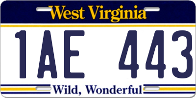 WV license plate 1AE443