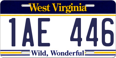 WV license plate 1AE446